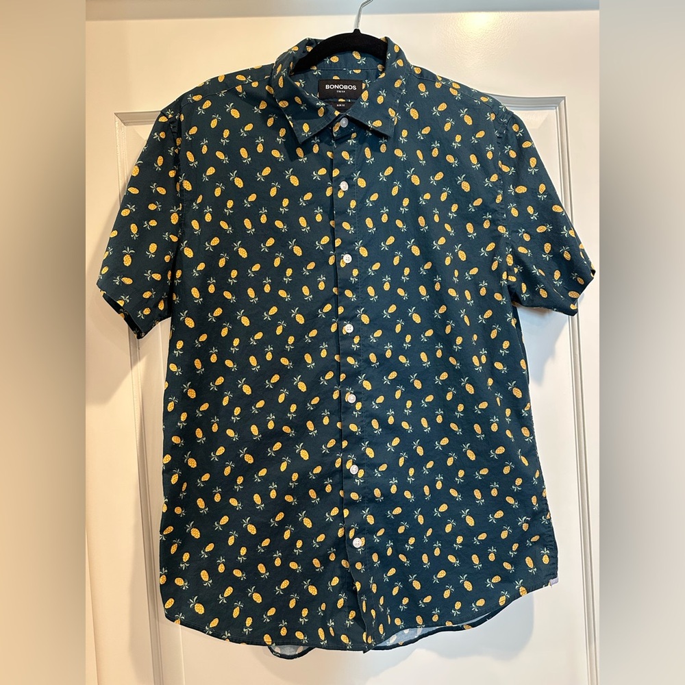 Bonobos Men's Teal & Pineapple Button Front Shirt